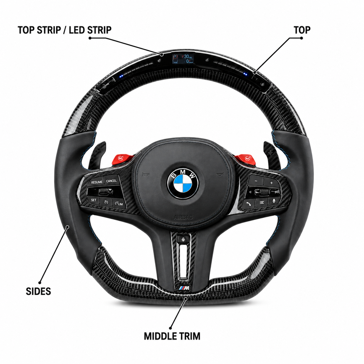 BMW G-Series Custom LED Carbon Fiber Steering Wheel | F97 F98 F95 F96 G09 | X3 M X4 M X5 M X6 M & XM