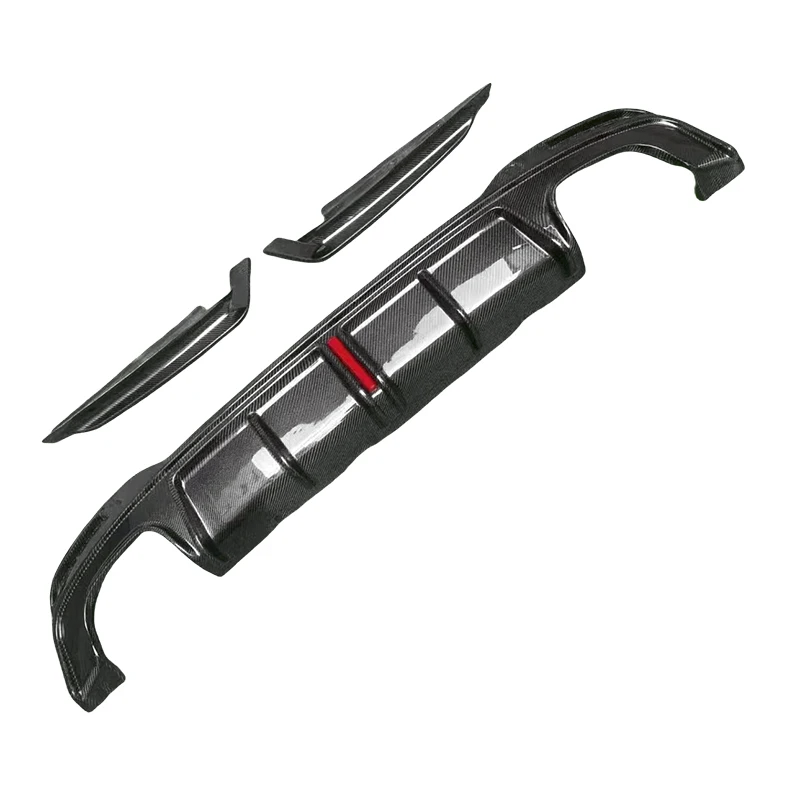 BMW 5 Series G30 KB Style Carbon Fiber Rear Diffuser with LED Light