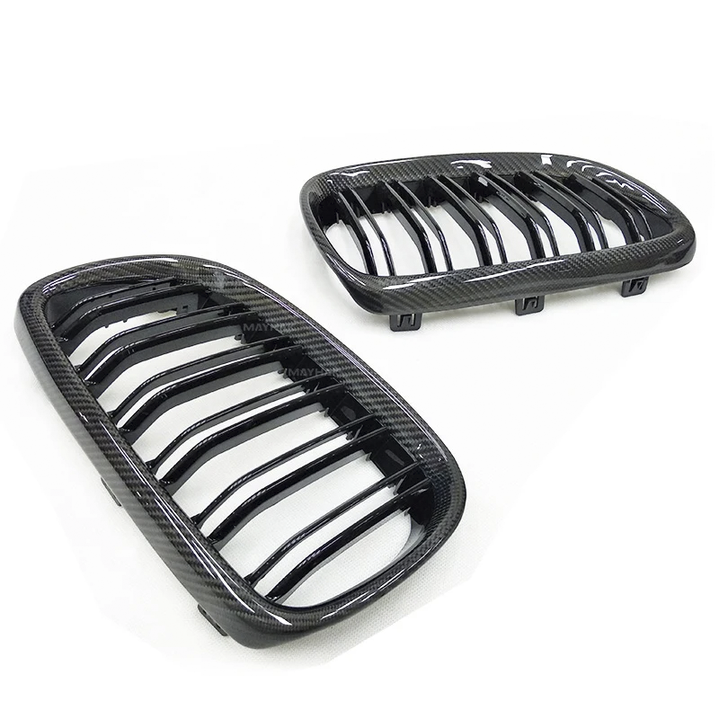 BMW E92 E93 M3 3 Series Double Slat Dry Carbon Fiber Front Kidney Grilles