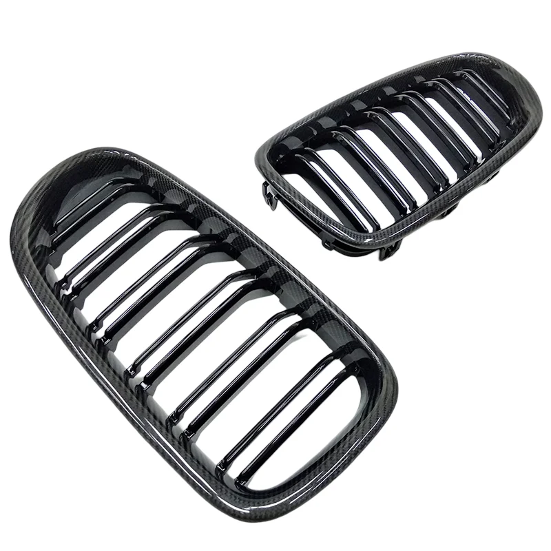 BMW F10 F11 F18 M5 5 Series Double Slat Dry Carbon Fiber Front Kidney Grilles
