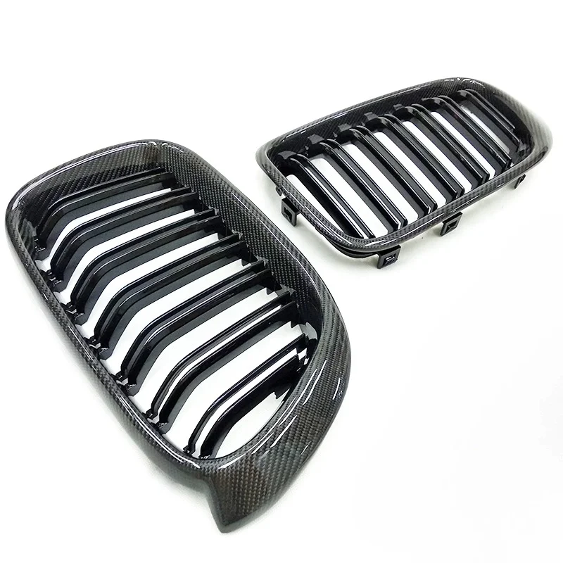 BMW F25 F26 X3 X4 Dual Slat Dry Carbon Fiber Front Kidney Grilles