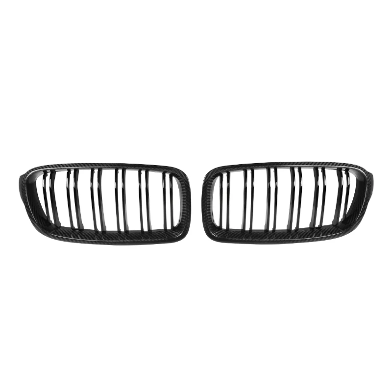 BMW F30 F31 3 Series MP Style Double Slat Dry Carbon Fiber Front Kidney Grilles