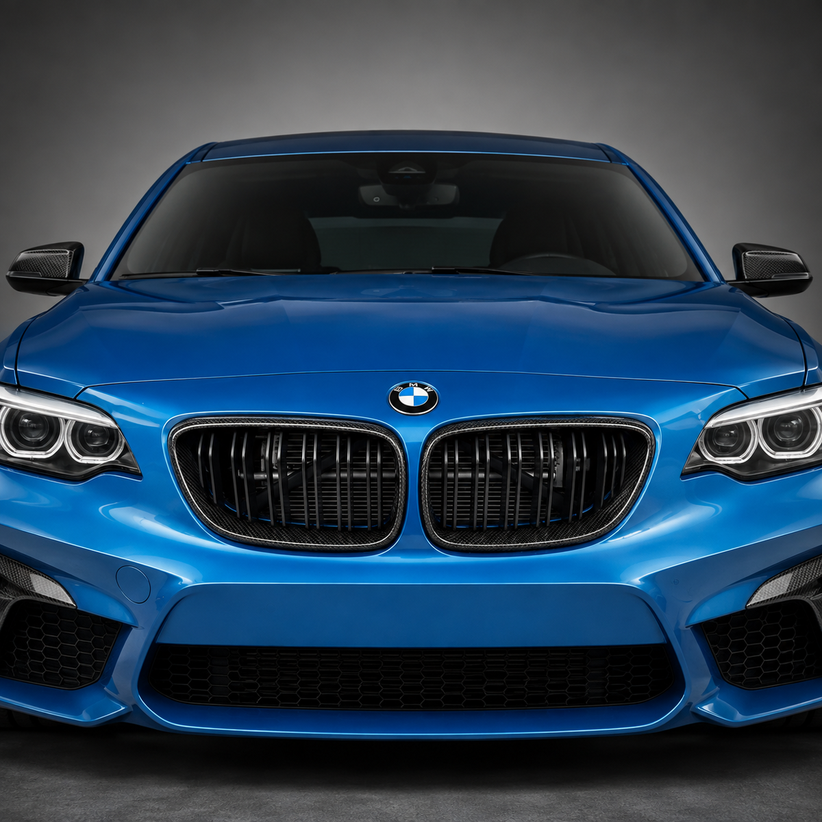 BMW F22 F23 F87 M2 Double Slat Dry Carbon Fiber Front Kidney Grilles