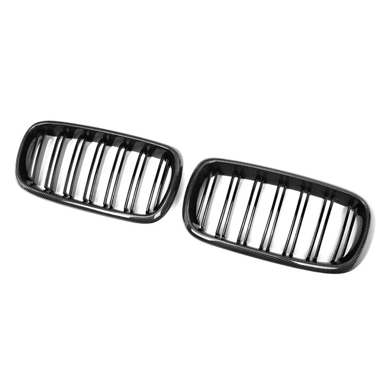 BMW F15 F16 F85 F86 X5 X6 M Double Slat Dry Carbon Fiber Front Kidney Grilles
