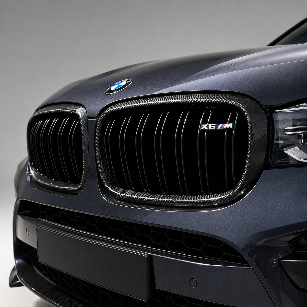 BMW F15 F16 F85 F86 X5 X6 M Double Slat Dry Carbon Fiber Front Kidney Grilles