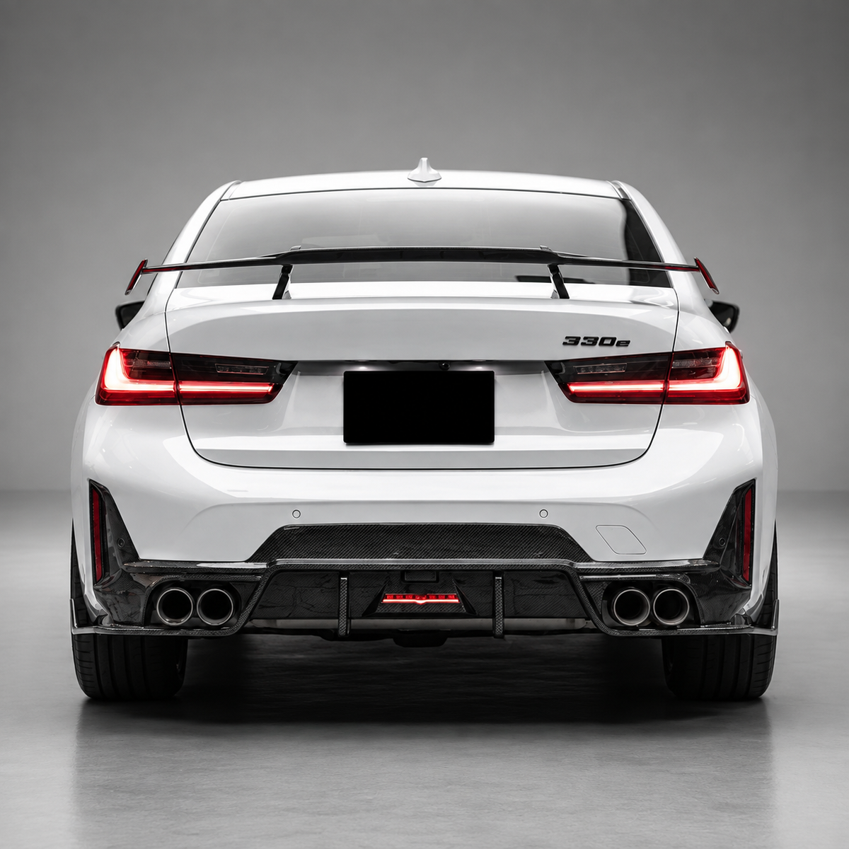 BMW G20 3 Series TK Style Dry Carbon Fiber Rear Diffuser with LED Lights