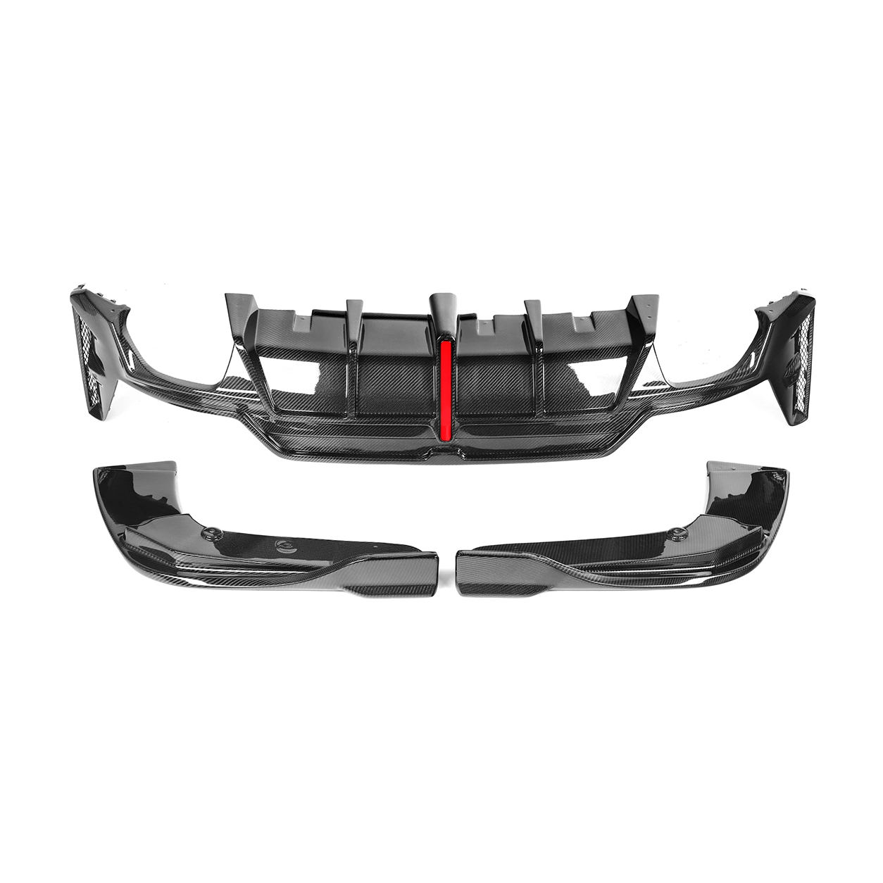 BMW G20 3 Series LCI VT Style Dry Carbon Fiber 3-Piece Rear Diffuser with Splitters