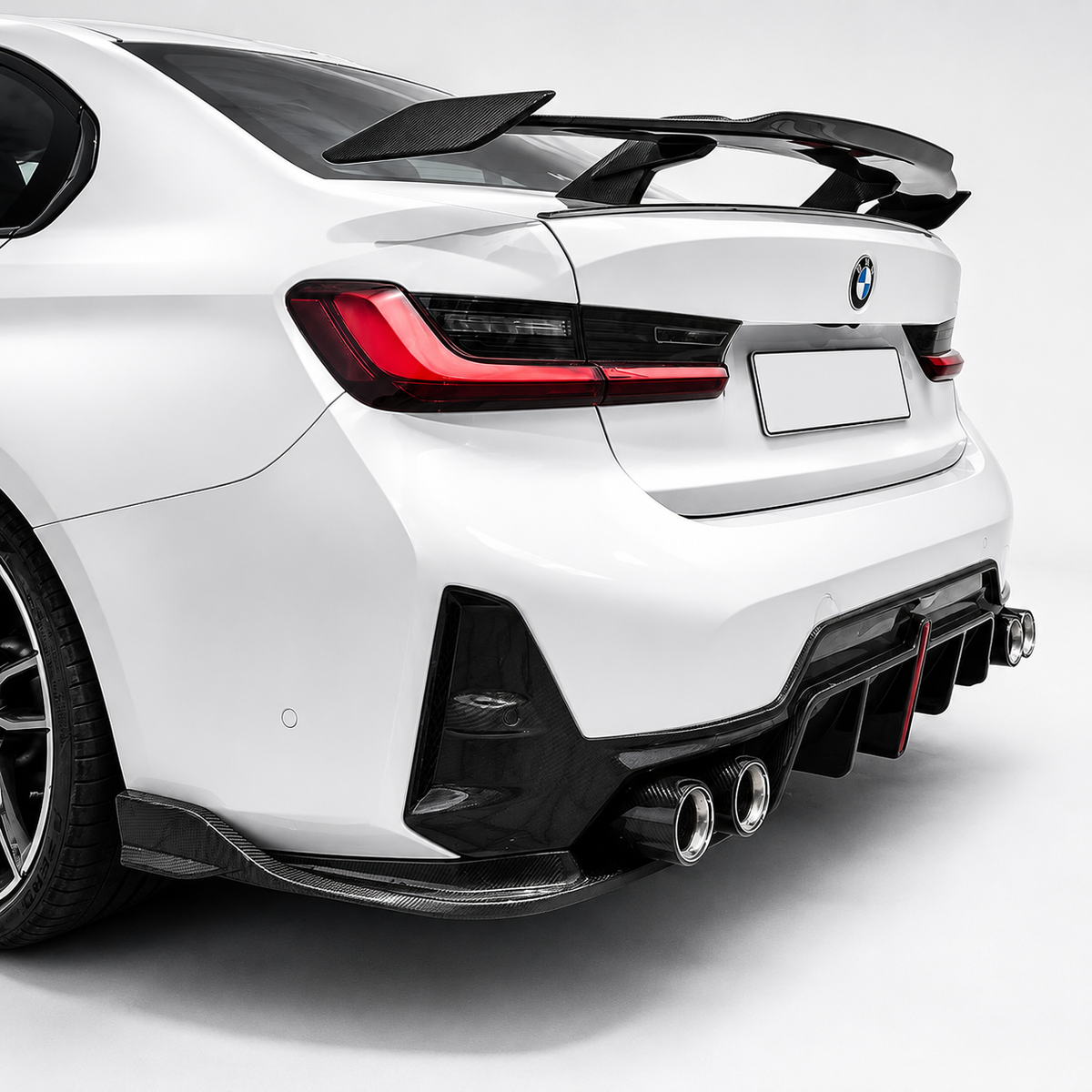 BMW G20 3 Series LCI VT Style Dry Carbon Fiber 3-Piece Rear Diffuser with Splitters