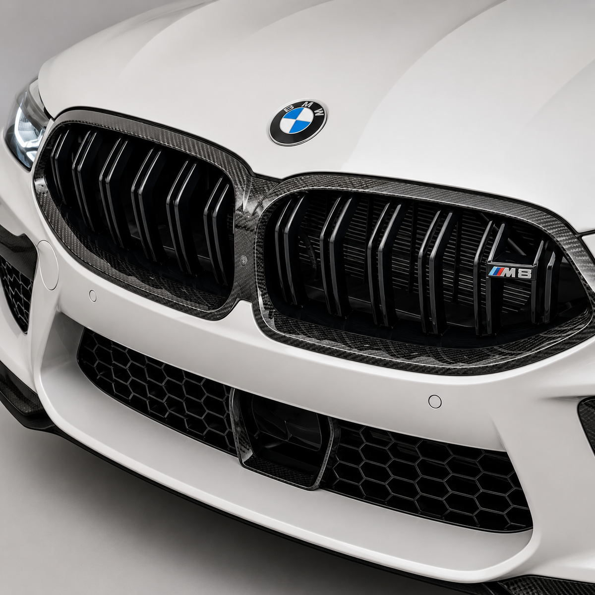 BMW G14 G15 G16 F91 F92 F93 M8 8 Series Double Slat Dry Carbon Fiber Front Kidney Grilles