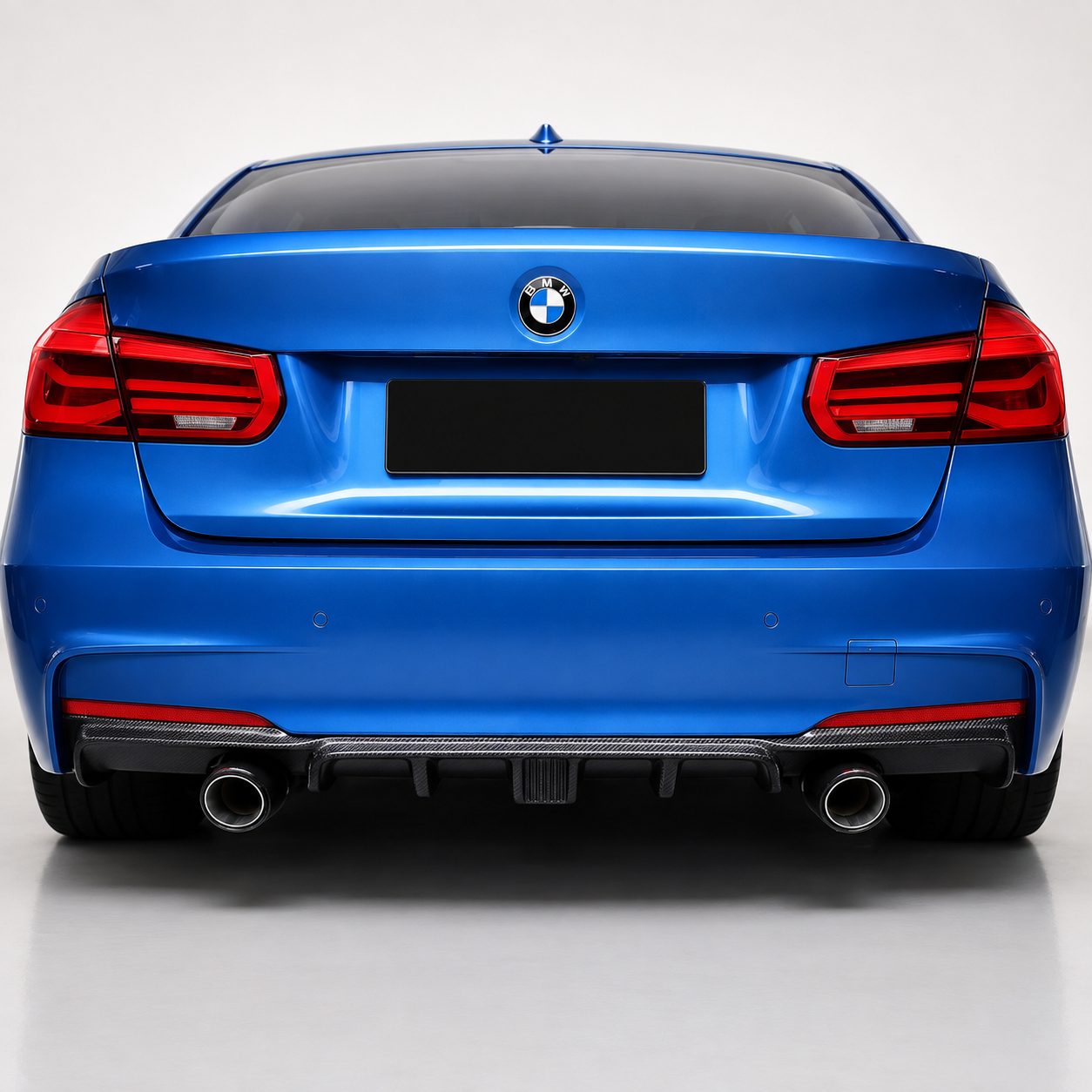 BMW F30 F35 3 Series Carbon Fiber Rear Bumper Diffuser with LED
