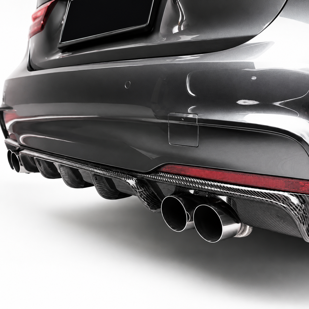 BMW F30 F35 3 Series Carbon Fiber Rear Bumper Diffuser with LED