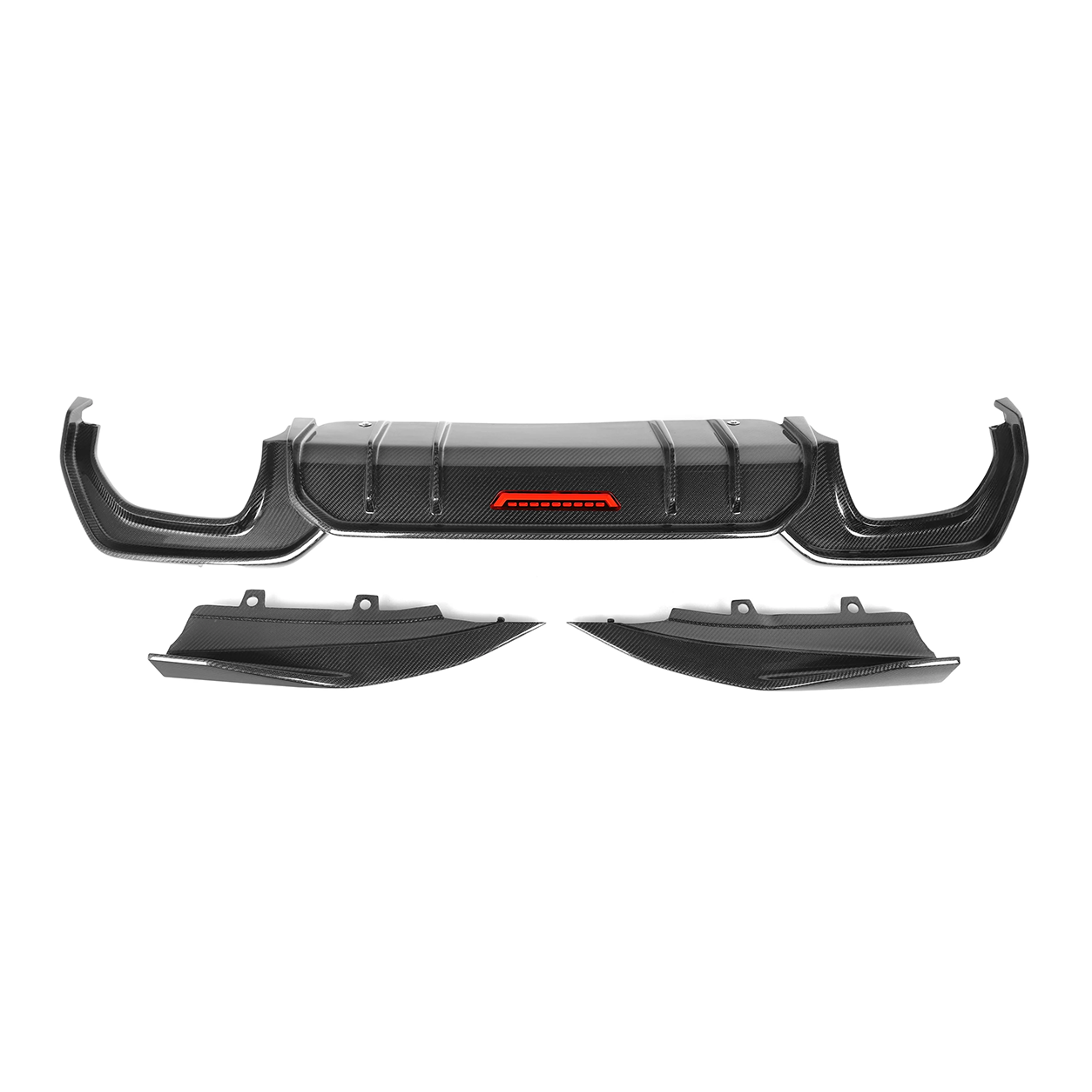 BMW G20 3 Series AO Style Dry Carbon Fiber Rear Diffuser Splitters (2019–2023)