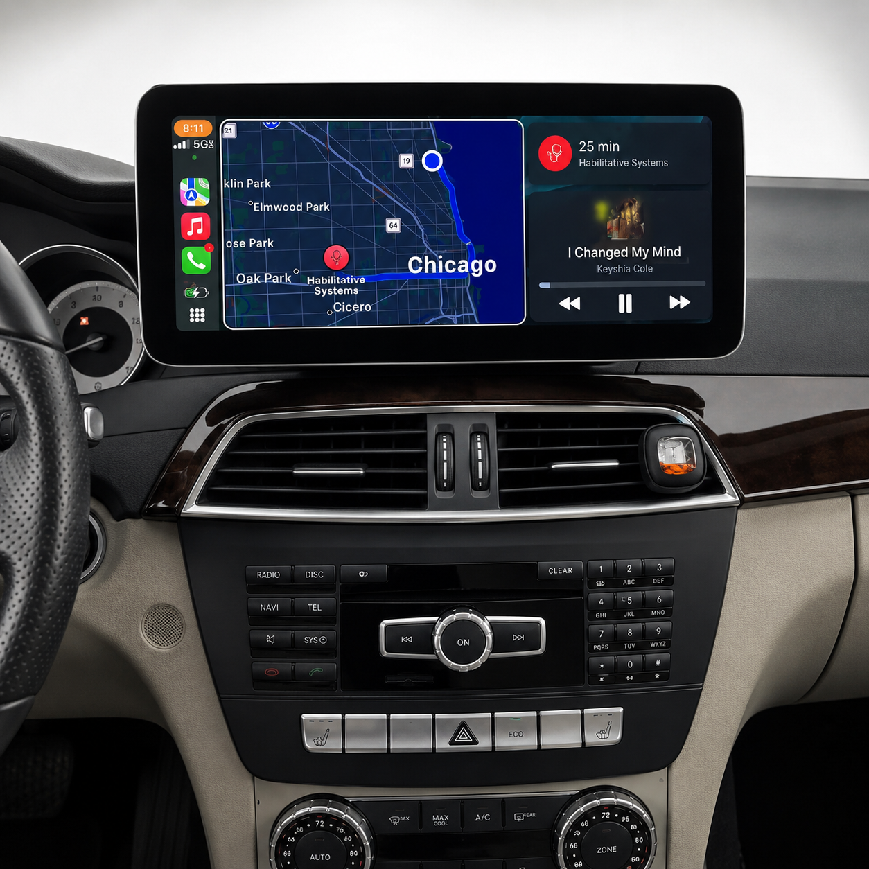 Mercedes C-Class W204 12.3" Apple CarPlay / Android Auto Touchscreen Display