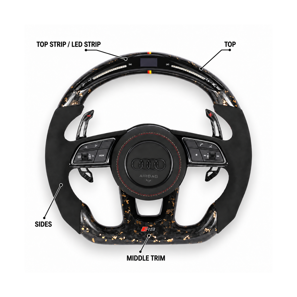 Audi RS Style Custom LED Carbon Fiber Steering Wheel | Fits 2010+ Models