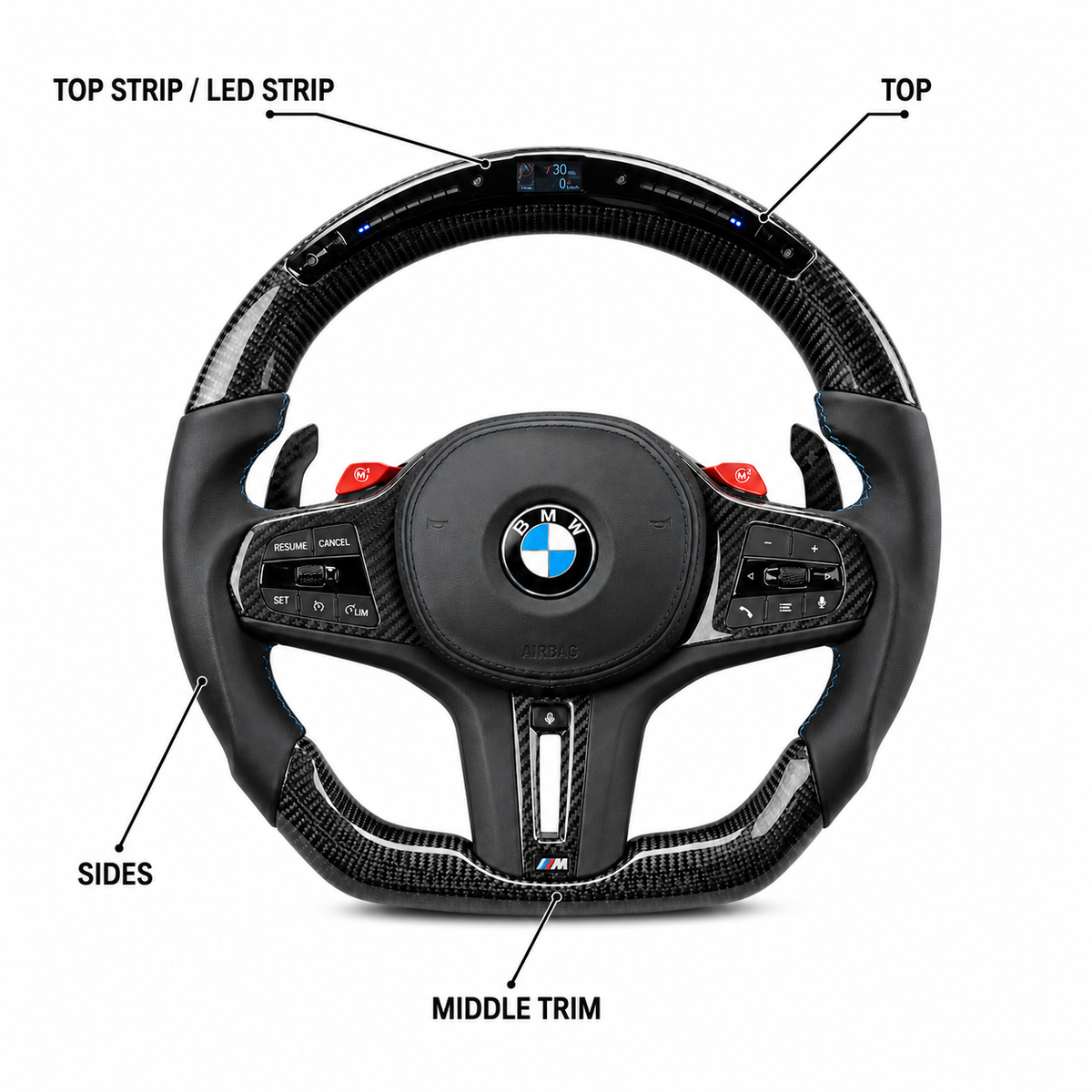 BMW Custom LED Carbon Fiber Steering Wheel | F40 G42 G20 G21 G22 G23 G26 G30 G31 | 1 2 3 4 5 Series