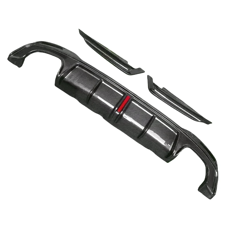 BMW 5 Series G30 KB Style Carbon Fiber Rear Diffuser with LED Light