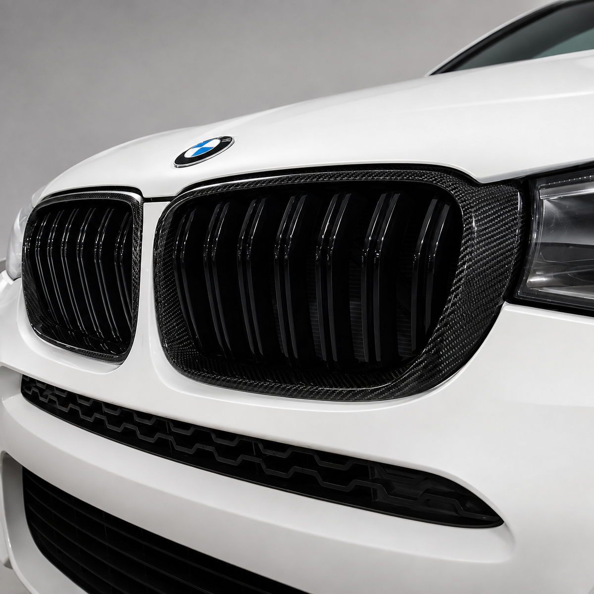 BMW F25 F26 X3 X4 Dual Slat Dry Carbon Fiber Front Kidney Grilles