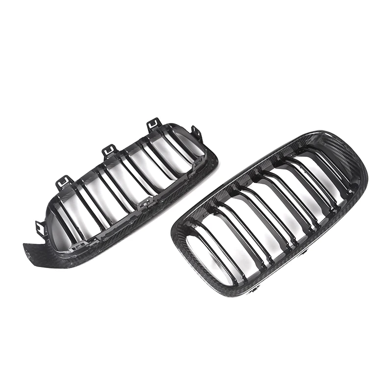 BMW F30 F31 3 Series MP Style Double Slat Dry Carbon Fiber Front Kidney Grilles