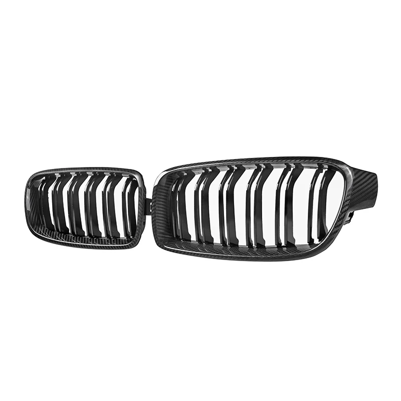 BMW F30 F31 3 Series MP Style Double Slat Dry Carbon Fiber Front Kidney Grilles