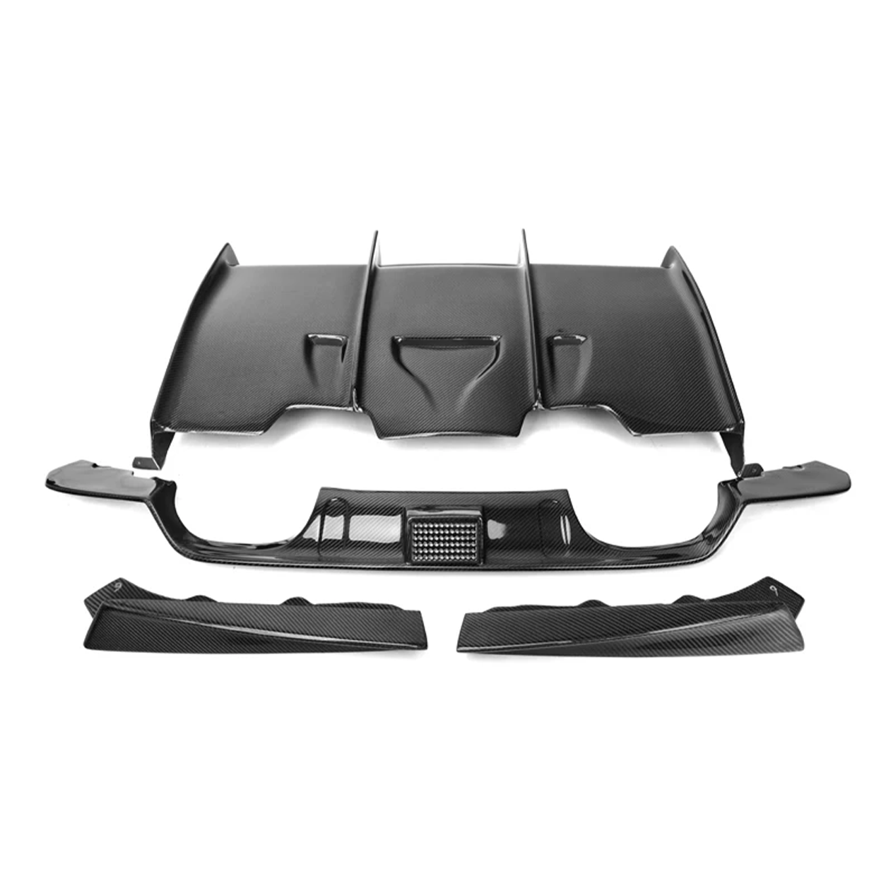 BMW F80 M3 F82 M4 PSM Style Dry Carbon Fiber 4-Piece Rear Diffuser with LED Light