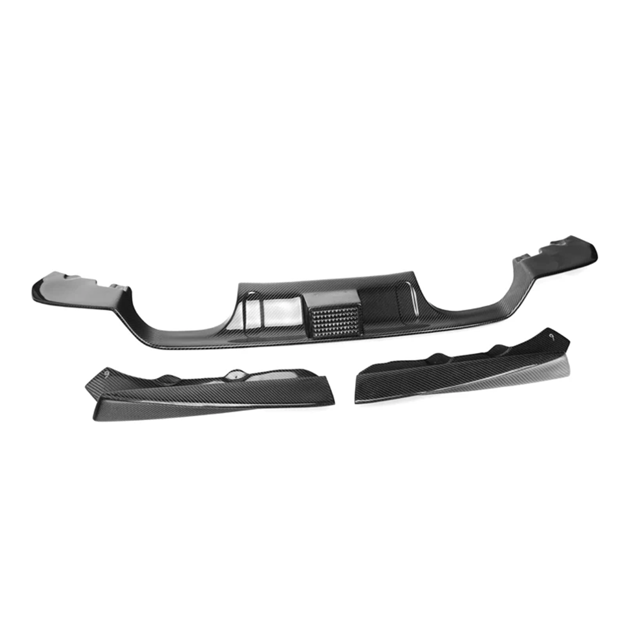 BMW F80 M3 F82 M4 PSM Style Dry Carbon Fiber 4-Piece Rear Diffuser with LED Light