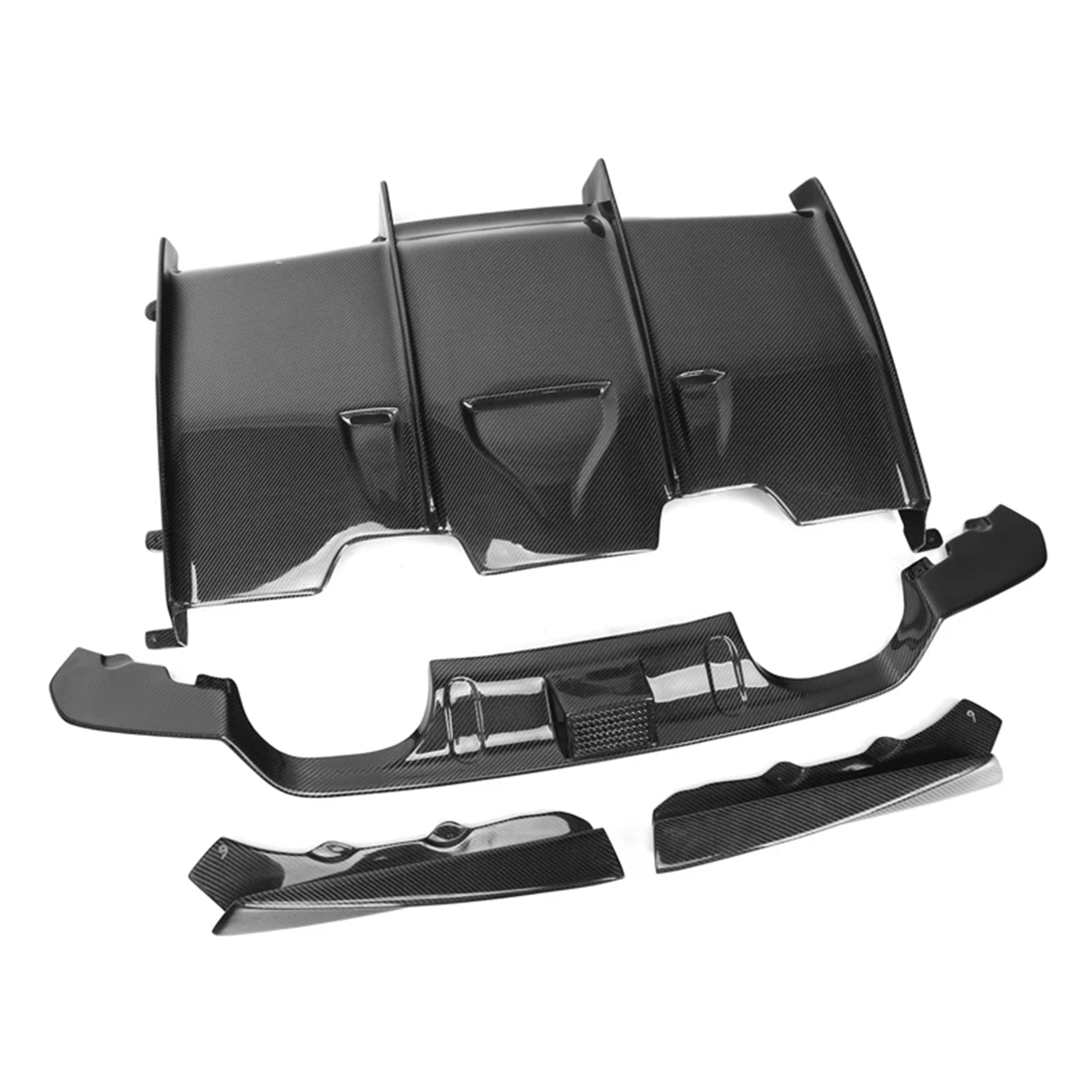 BMW F80 M3 F82 M4 PSM Style Dry Carbon Fiber 4-Piece Rear Diffuser with LED Light