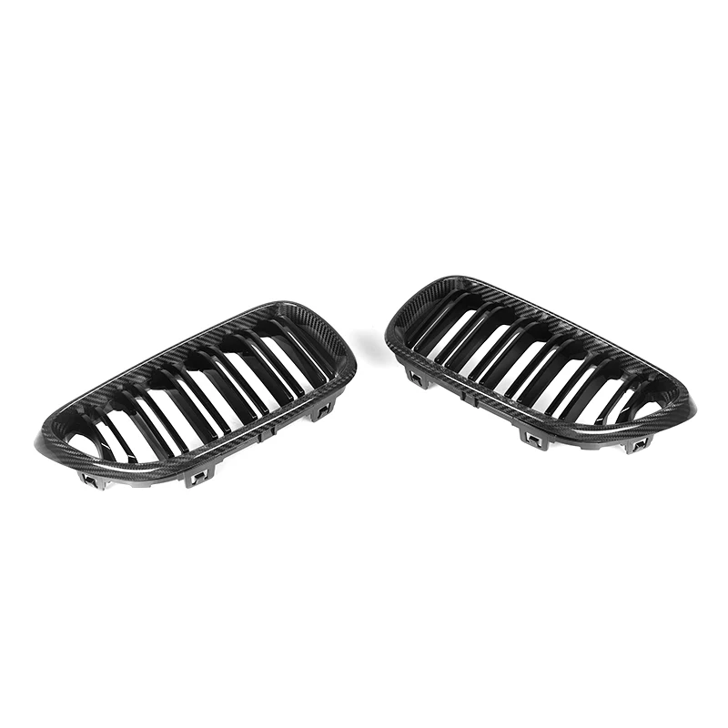 BMW F22 F23 F87 M2 Double Slat Dry Carbon Fiber Front Kidney Grilles
