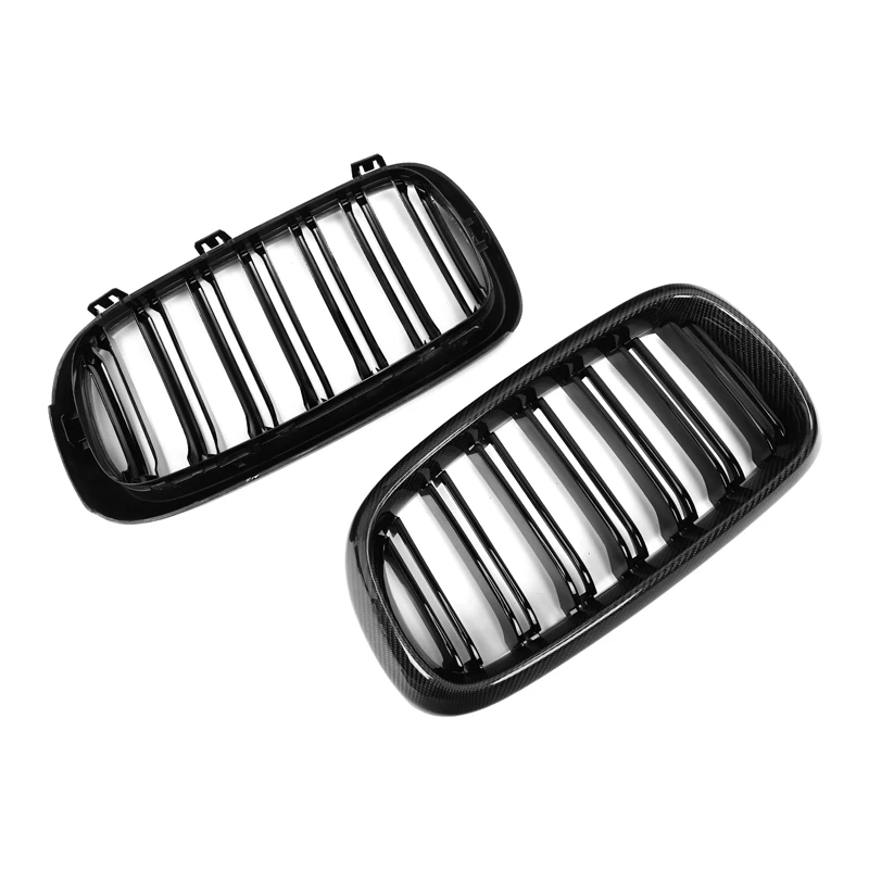 BMW F15 F16 F85 F86 X5 X6 M Double Slat Dry Carbon Fiber Front Kidney Grilles
