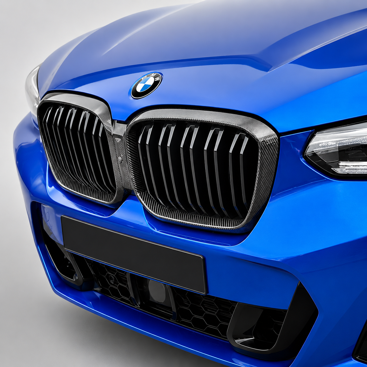 BMW G01 G02 F97 X3 X4 LCI Dual Slat Dry Carbon Fiber Front Kidney Grilles