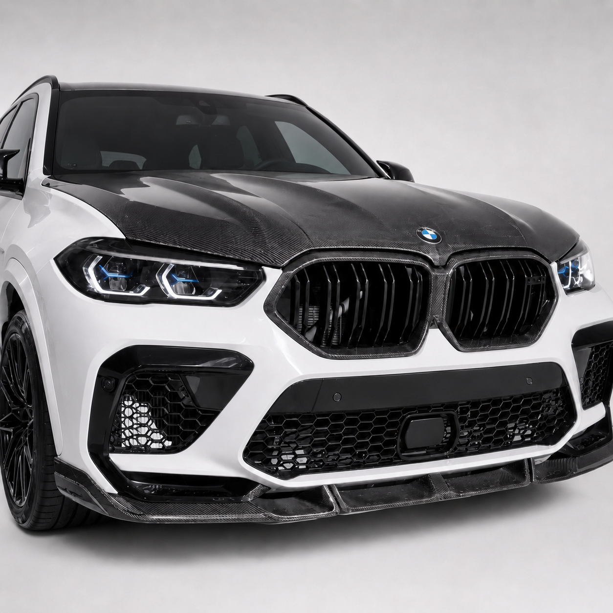 BMW G06 X6 F96 X6 M Pre-LCI Dual Slat Dry Carbon Fiber Front Kidney Grilles
