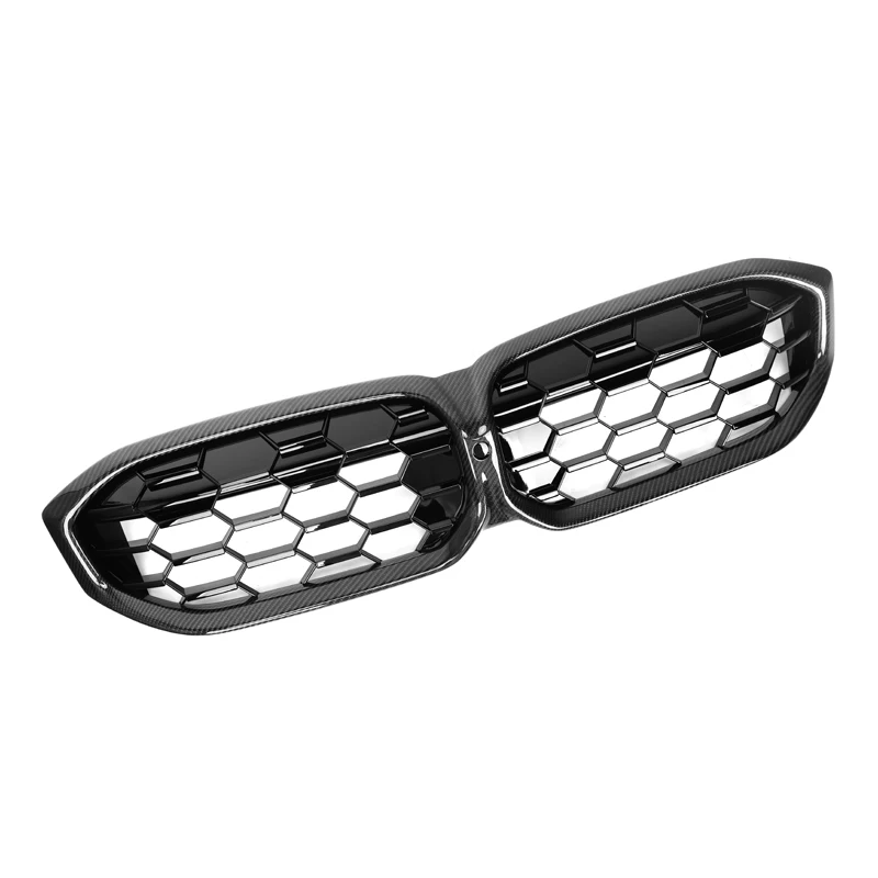 BMW G20 M340i 3 Series LCI Diamond Style Dry Carbon Fiber Front Kidney Grilles