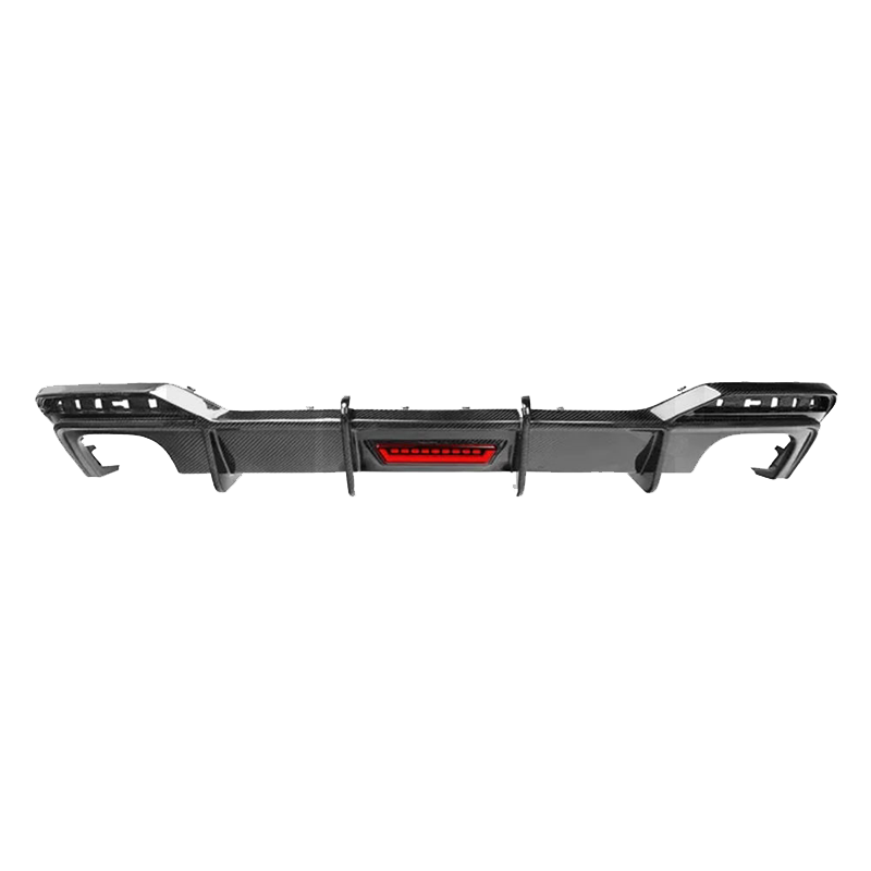 BMW G30 G31 LCI M Sport Dry Carbon Fiber Rear Bumper Diffuser with LED Brake Light