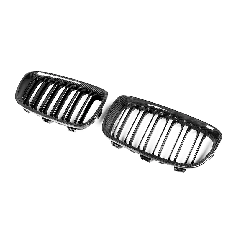 BMW F20 F21 1 Series Pre-LCI Dual Slat Dry Carbon Fiber Front Kidney Grilles