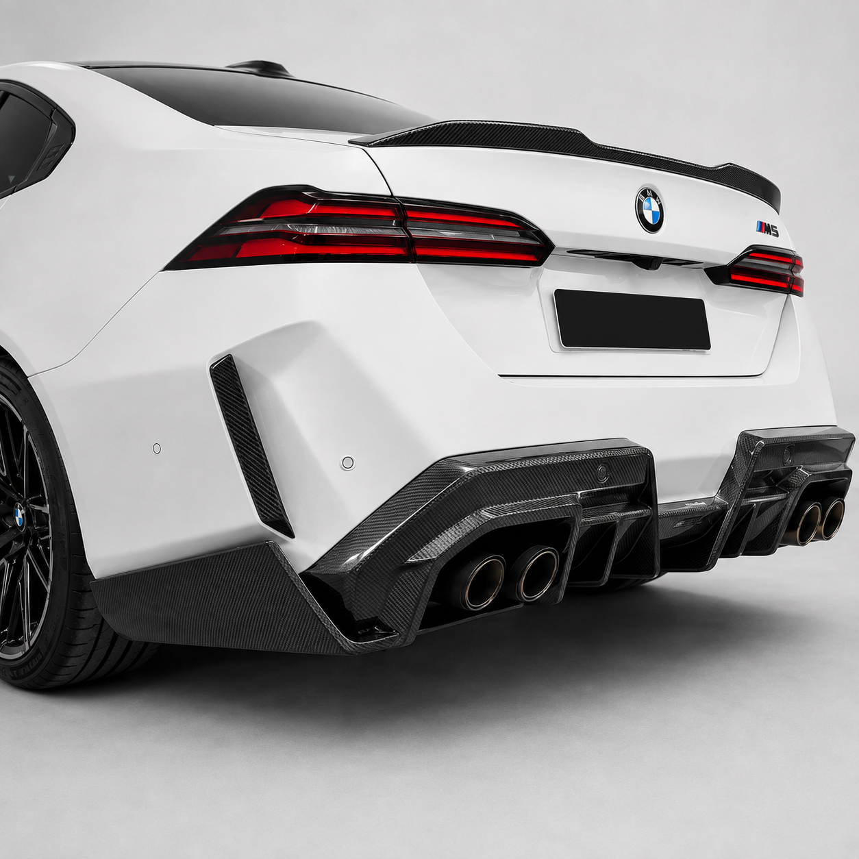 BMW M5 G90 / G99 Style Dry Carbon Fiber Rear Bumper Canards