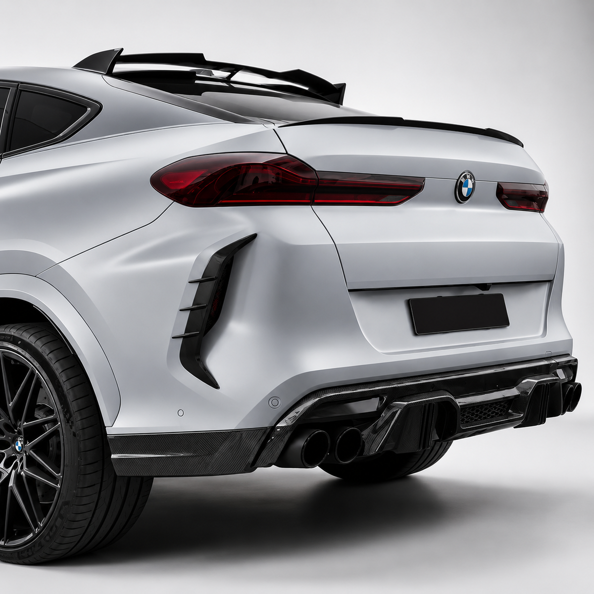 BMW X6M F96 LD Style Dry Carbon Fiber Rear Bumper Canards