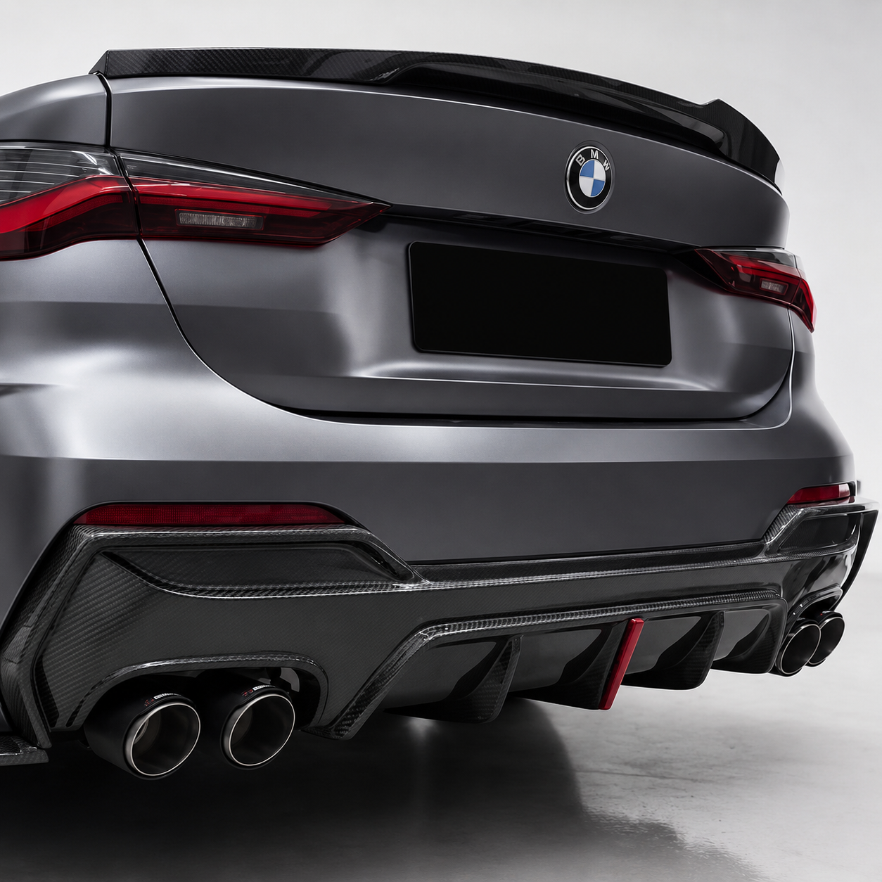 BMW G22 G23 4 Series D Style Dry Carbon Fiber Rear Diffuser with LED Light