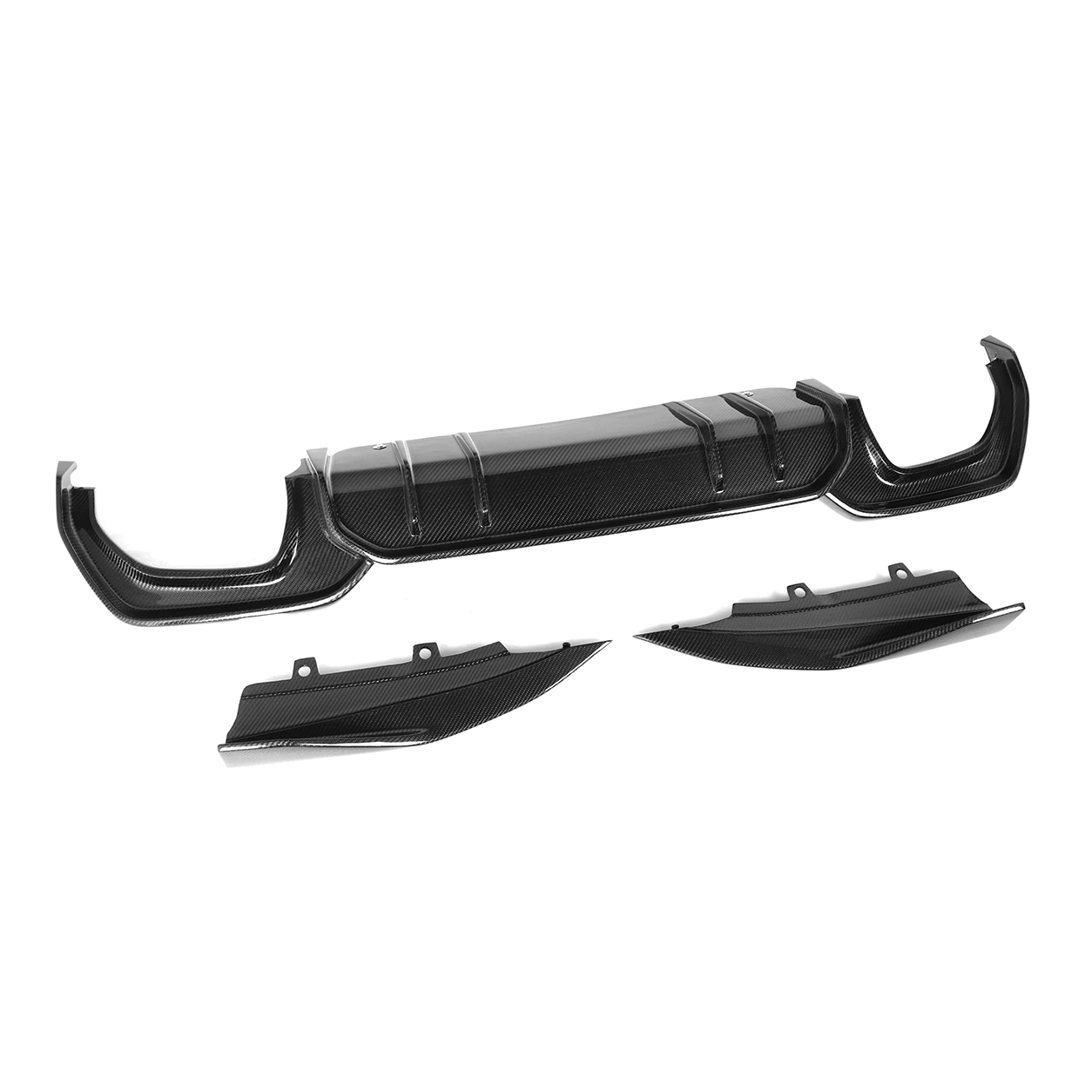 BMW G20 3 Series AO Style Dry Carbon Fiber Rear Diffuser Splitters (2019–2023)