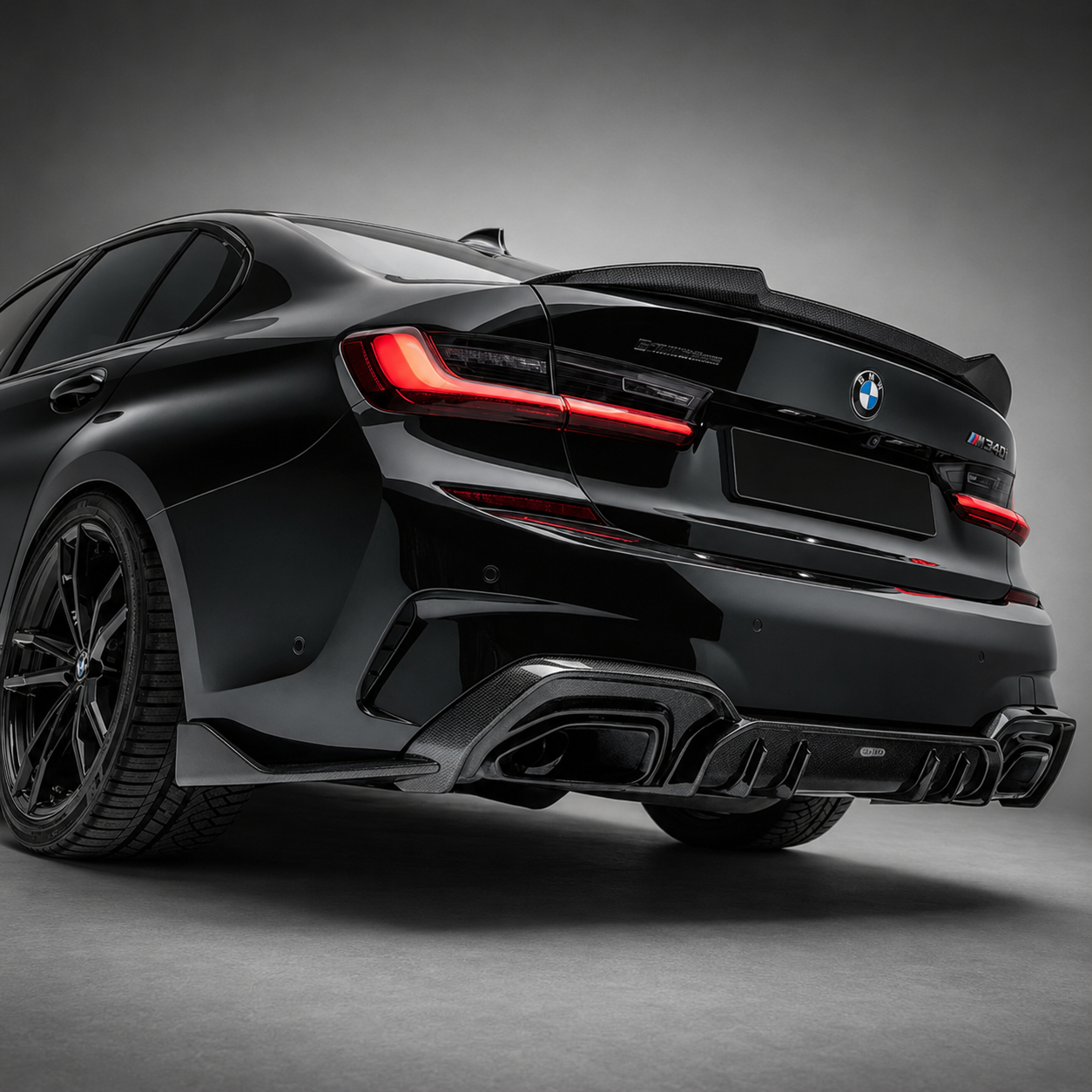BMW G20 3 Series AO Style Dry Carbon Fiber Rear Diffuser Splitters (2019–2023)
