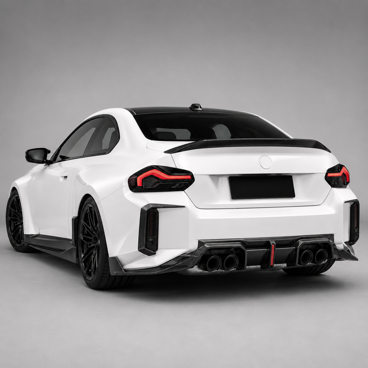 BMW G87 M2 TR Style Dry Carbon Fiber Rear Diffuser with LED Lights