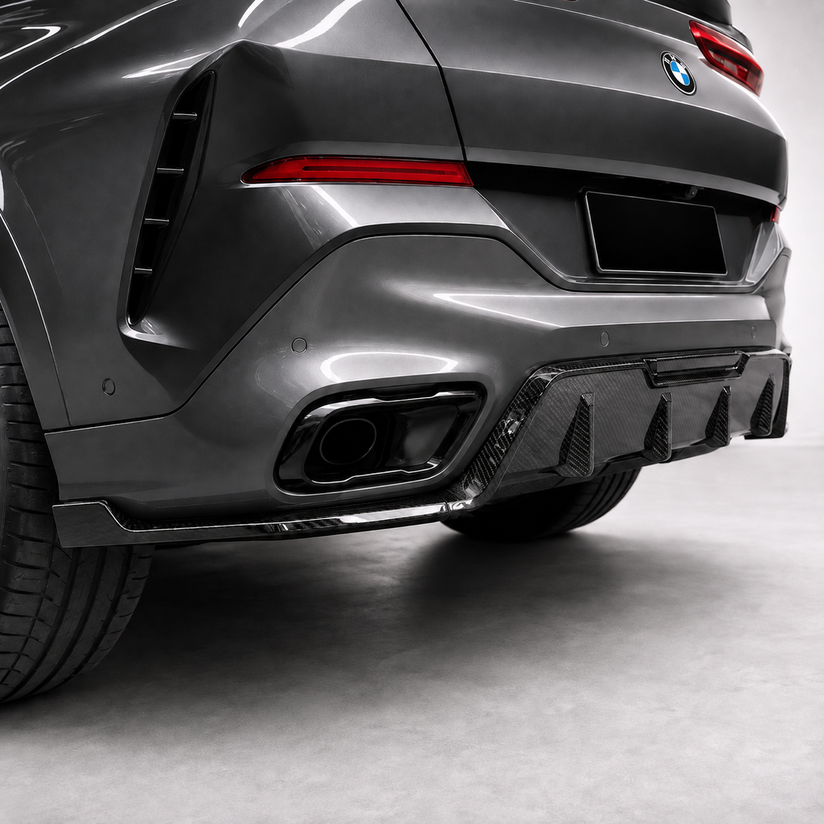 BMW X6 G06 Pre-LCI MP-B Style Dry Carbon Fiber Rear Bumper Diffuser with Splitter 3-Piece Set