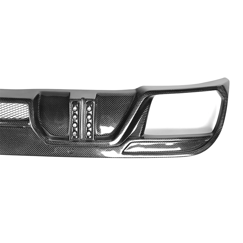 BMW X6M F96 Pre-LCI LD Style Dry Carbon Fiber Rear Bumper Diffuser with LED Light